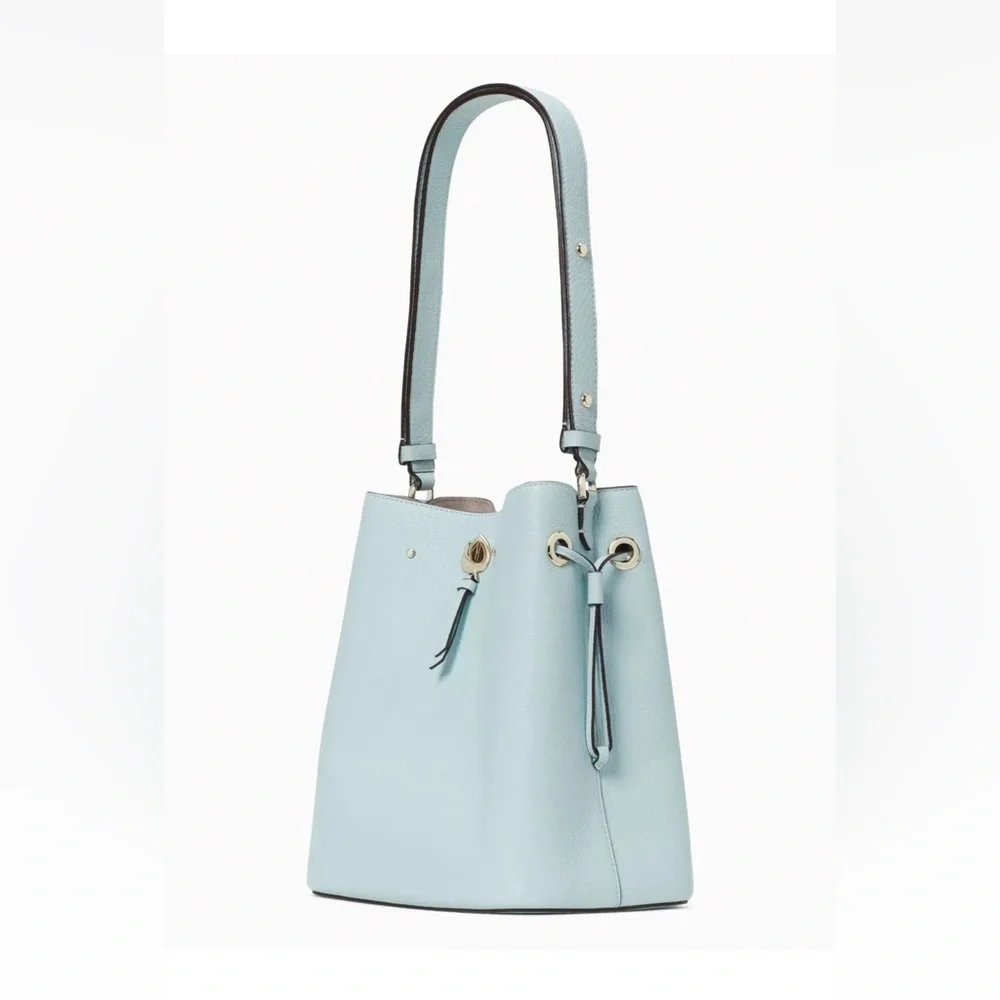 New Kate Spade Marti Large Bucket bag Pebble Leather Blue Glow